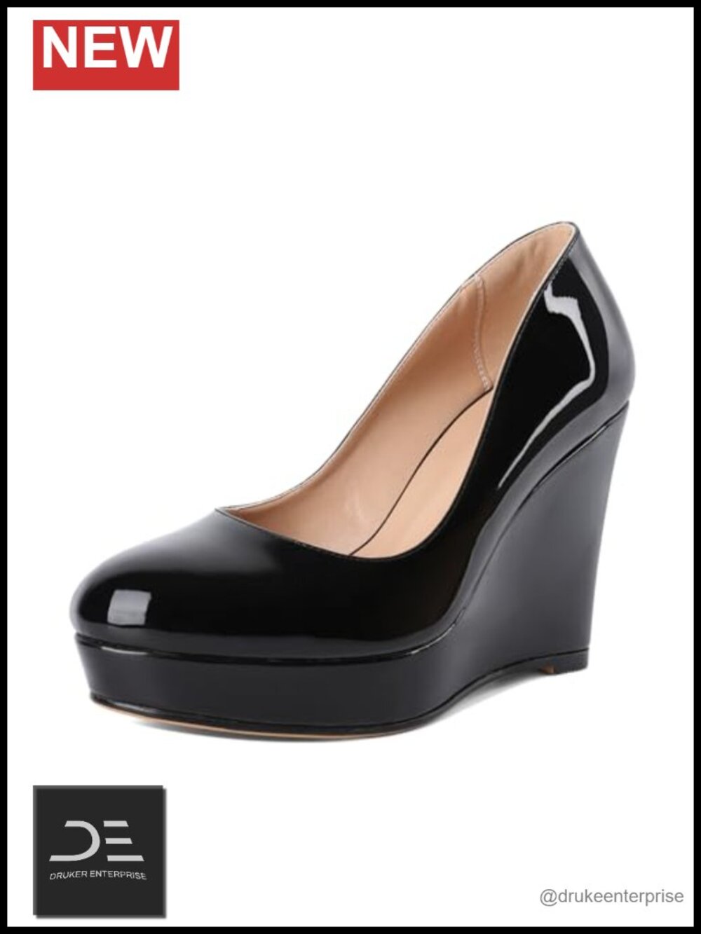 Wedge Pumps for Women Platform Heel Round Toe Slip On 4 Inch Dress Shoes